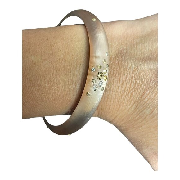 ALEXIS BITTAR Crystal Rhinestone Lucite Skinny Tapered Bangle Bracelet - Picture 1 of 16